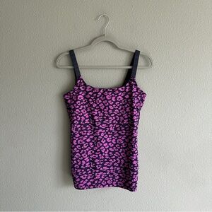 Lululemon Purple Leopard Print Tank Top with Shelf Bra 8